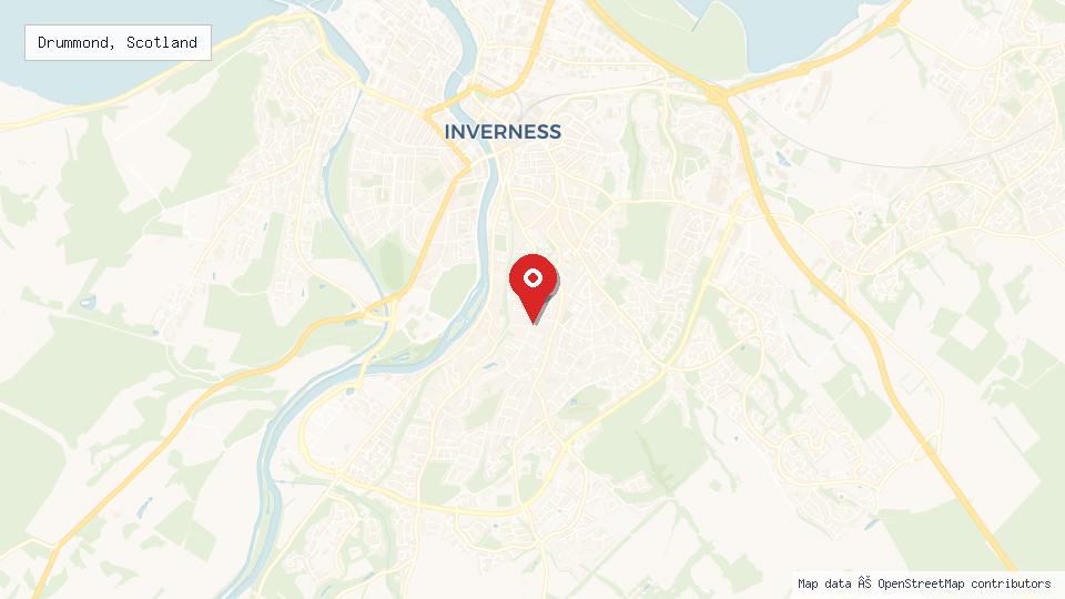 Street map of Drummond, Scotland with location pin