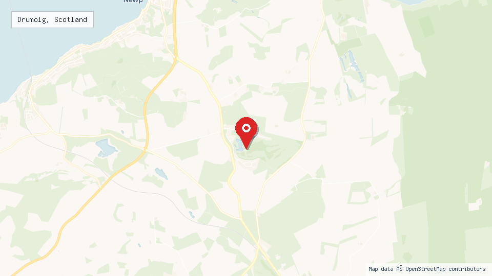 Street map of Drumoig, Scotland with location pin