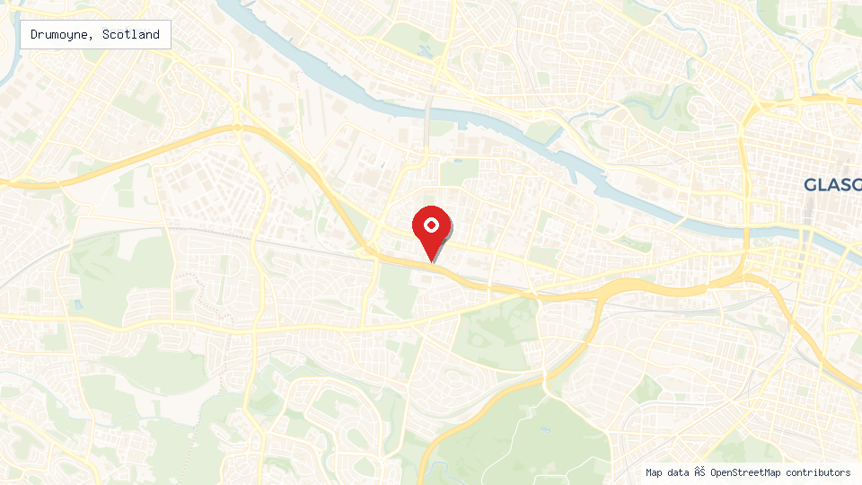 Street map of Drumoyne, Scotland with location pin