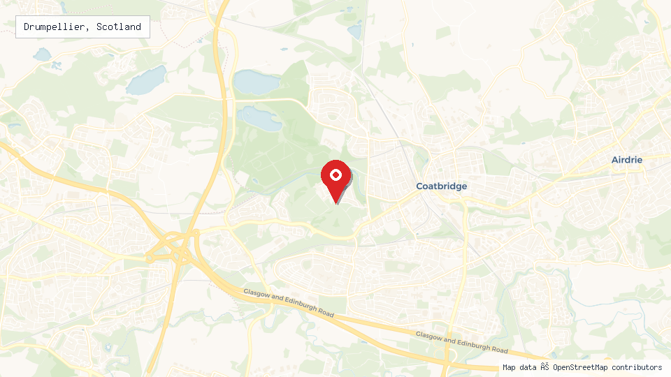 Street map of Drumpellier, Scotland with location pin