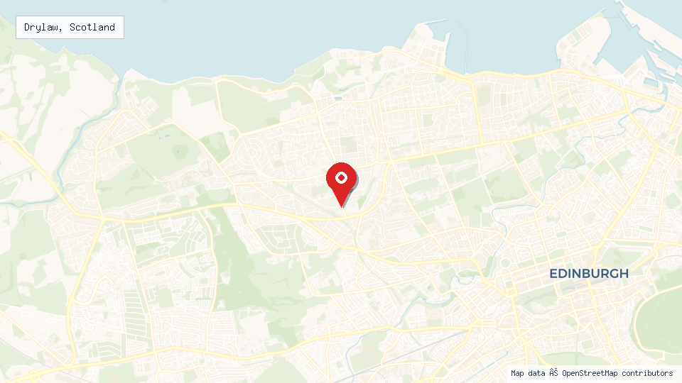 Street map of Drylaw, Scotland with location pin