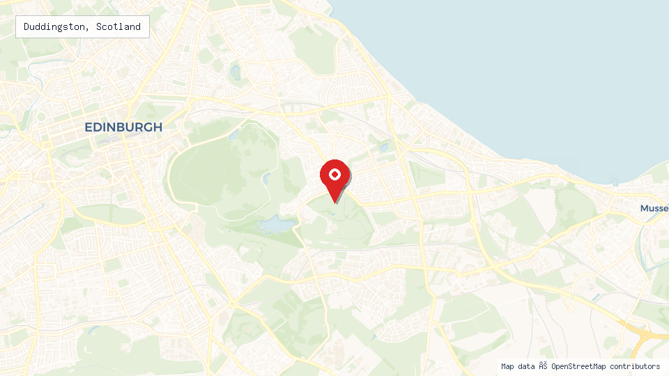 Street map of Duddingston, Scotland with location pin