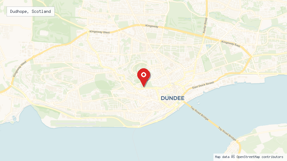 Street map of Dudhope, Scotland with location pin