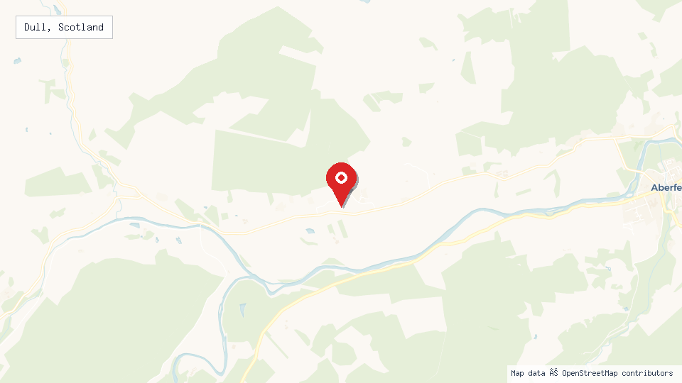 Street map of Dull, Scotland with location pin