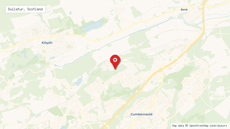 Street map of Dullatur, Scotland with location pin