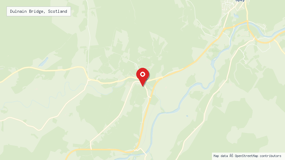 Street map of Dulnain Bridge, Scotland with location pin