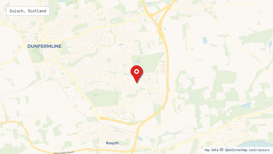 Street map of Duloch, Scotland with location pin