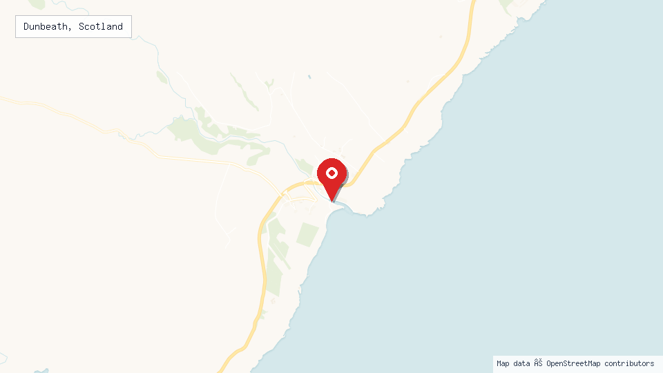 Street map of Dunbeath, Scotland with location pin