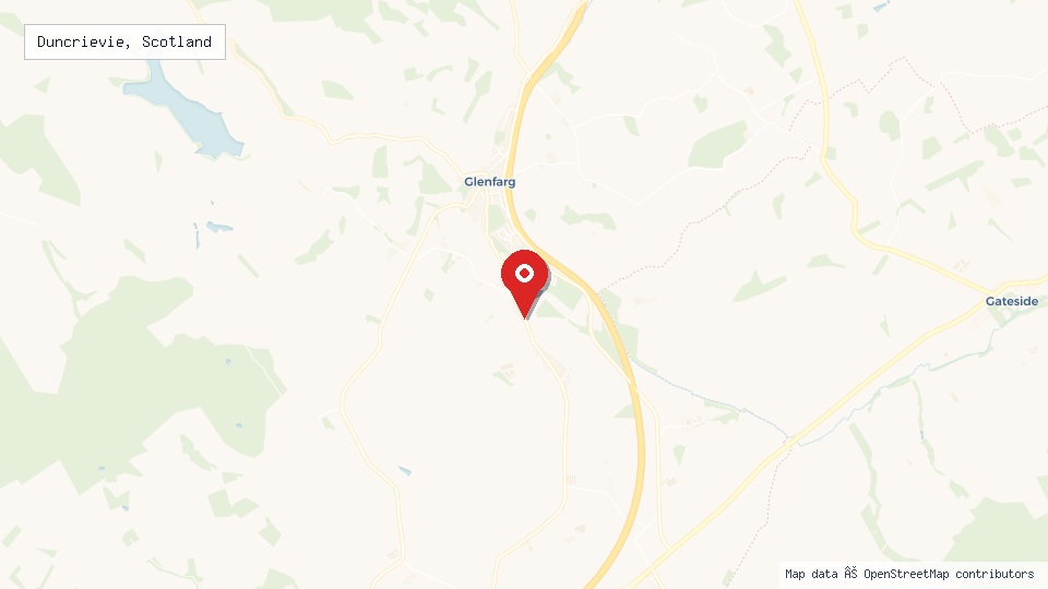 Street map of Duncrievie, Scotland with location pin