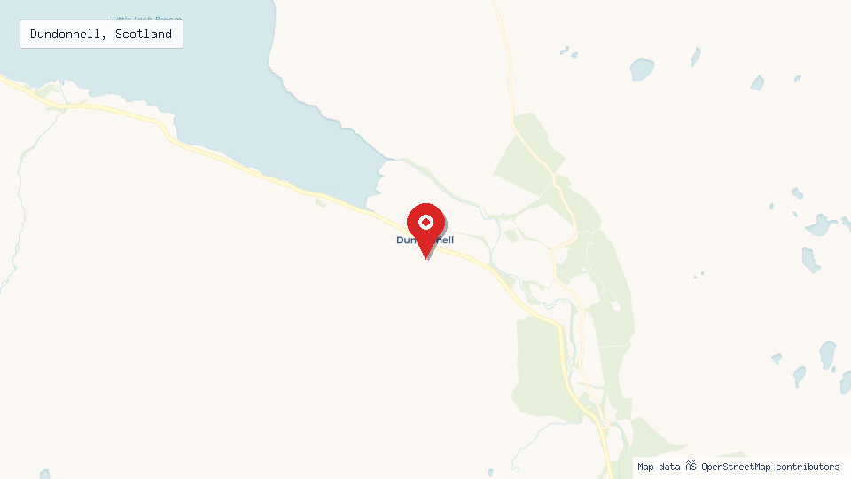 Street map of Dundonnell, Scotland with location pin