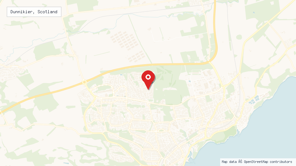 Street map of Dunnikier, Scotland with location pin
