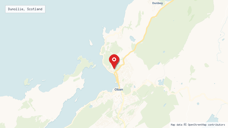 Street map of Dunollie, Scotland with location pin
