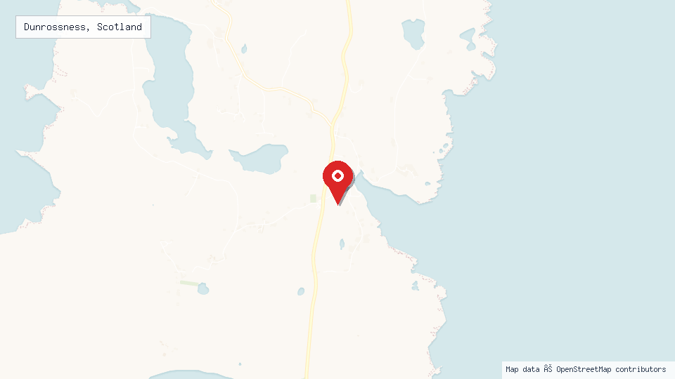 Street map of Dunrossness, Scotland with location pin