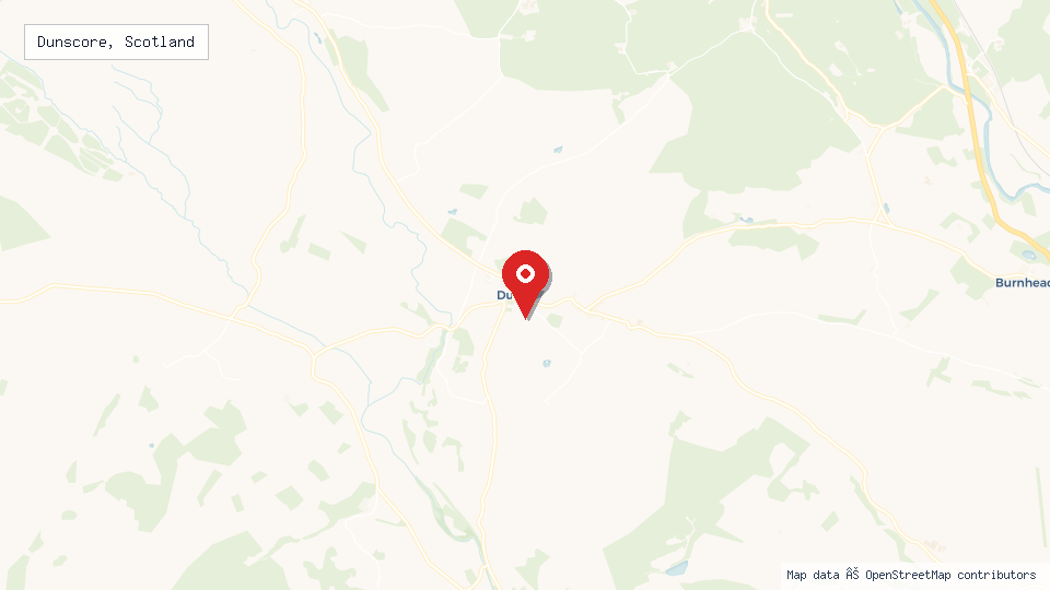 Street map of Dunscore, Scotland with location pin