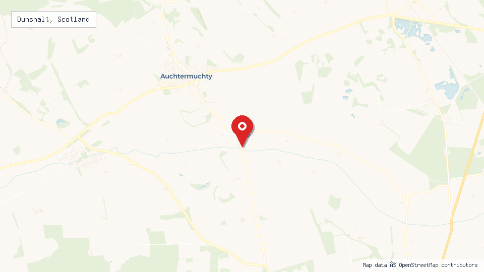 Street map of Dunshalt, Scotland with location pin