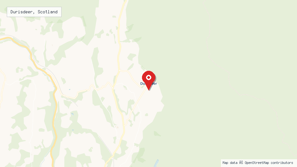Street map of Durisdeer, Scotland with location pin