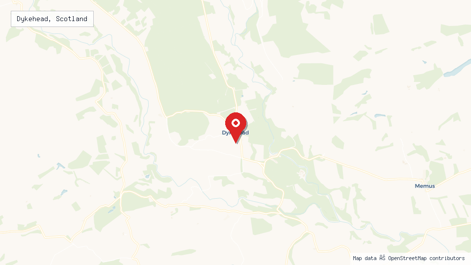 Street map of Dykehead, Scotland with location pin