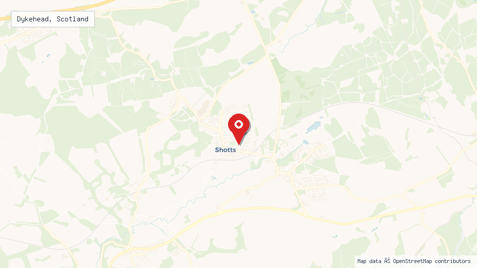 Street map of Dykehead, Scotland with location pin