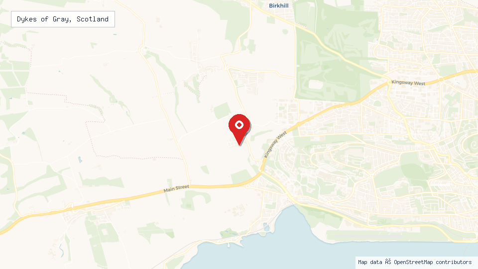 Street map of Dykes of Gray, Scotland with location pin