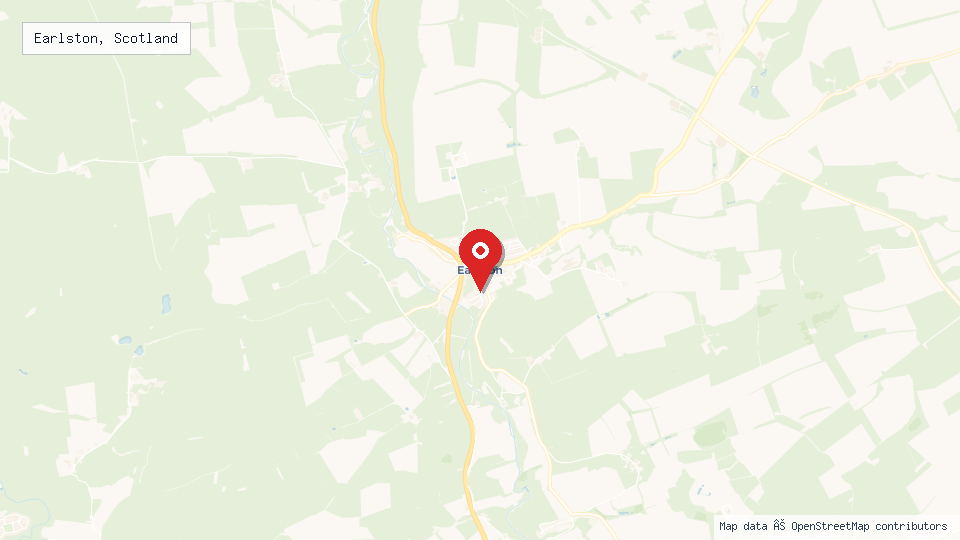 Street map of Earlston, Scotland with location pin