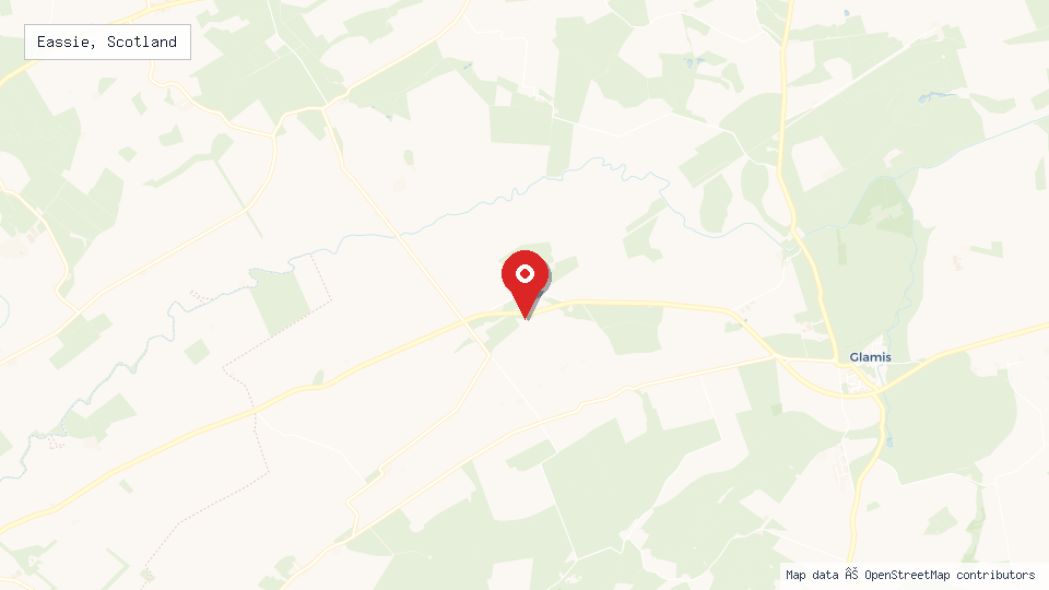 Street map of Eassie, Scotland with location pin