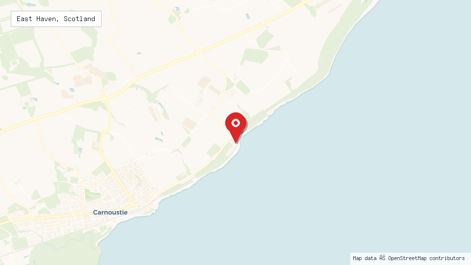 Street map of East Haven, Scotland with location pin