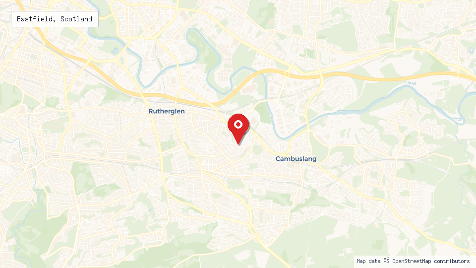 Street map of Eastfield, Scotland with location pin