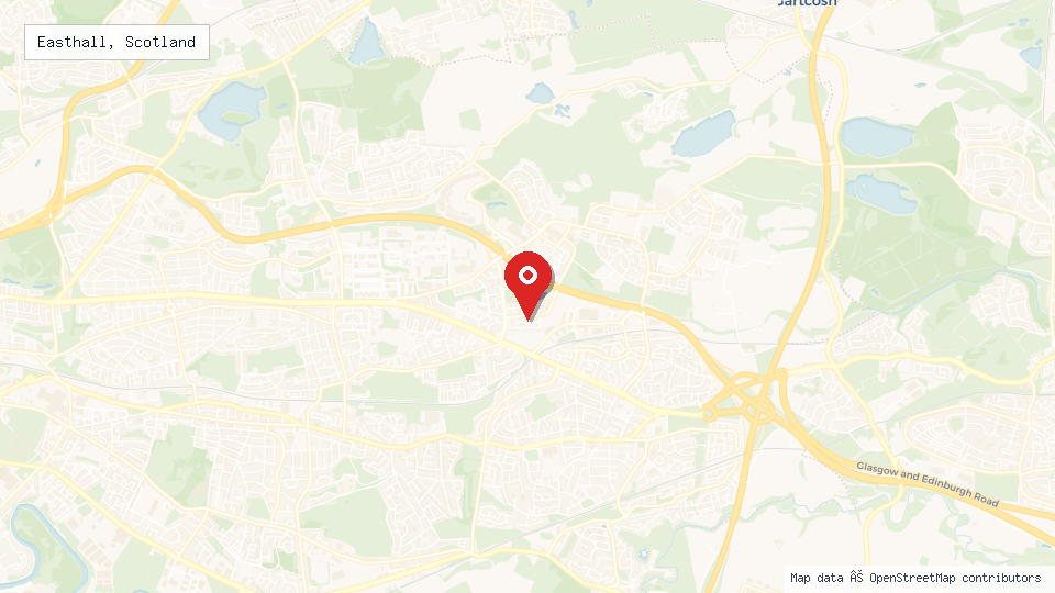 Street map of Easthall, Scotland with location pin