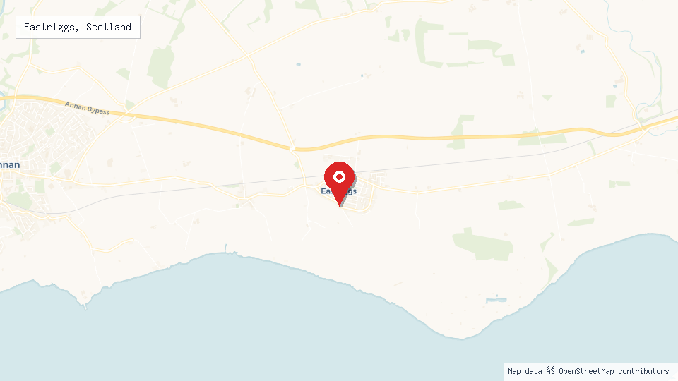 Street map of Eastriggs, Scotland with location pin