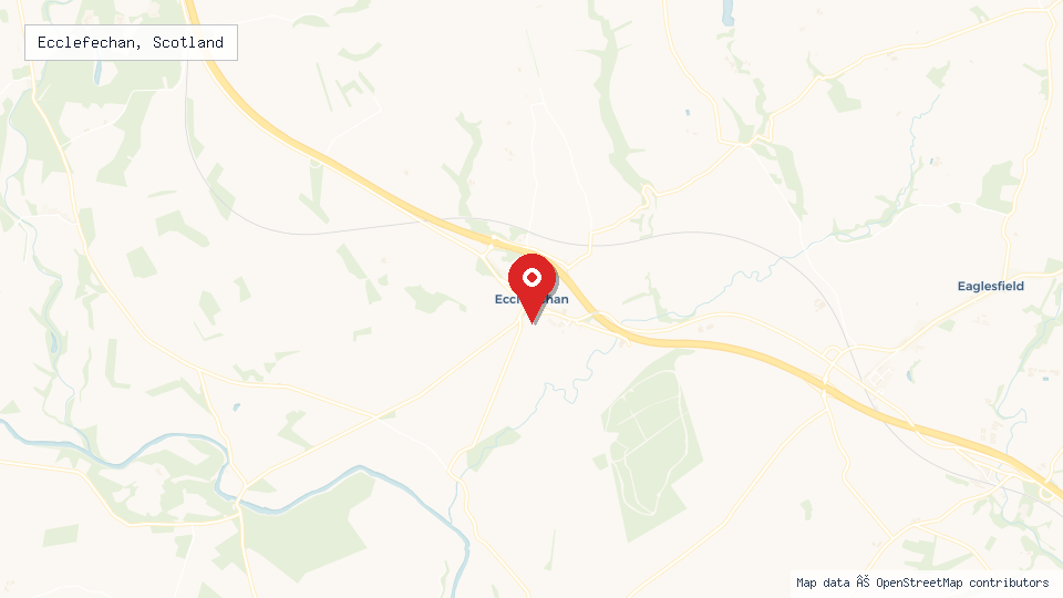 Street map of Ecclefechan, Scotland with location pin