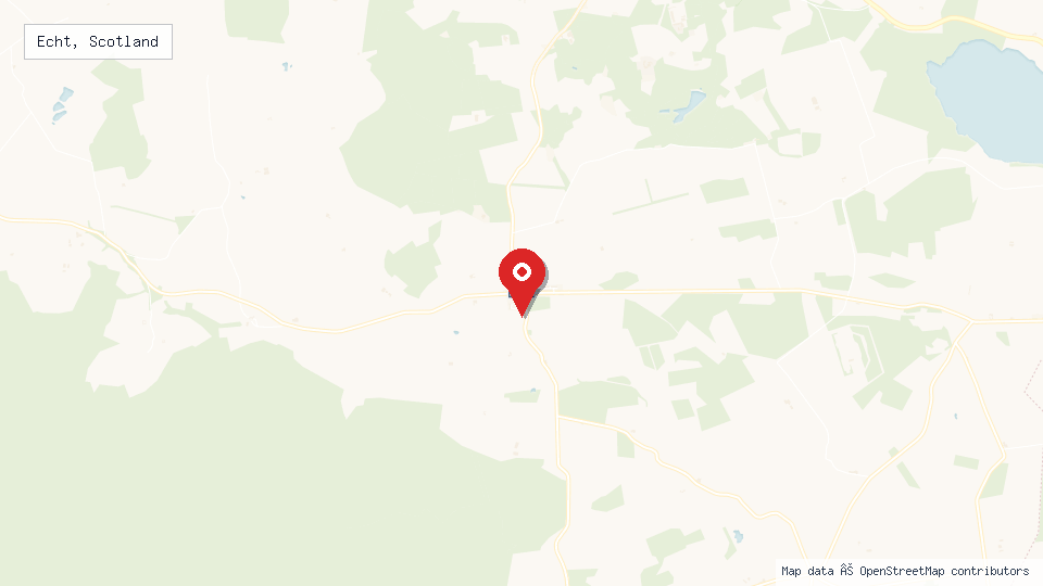 Street map of Echt, Scotland with location pin