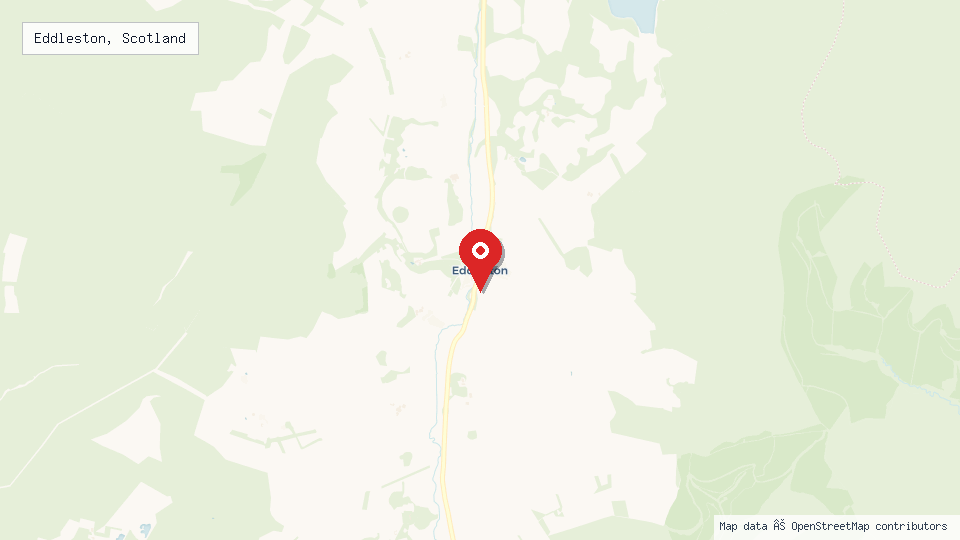 Street map of Eddleston, Scotland with location pin