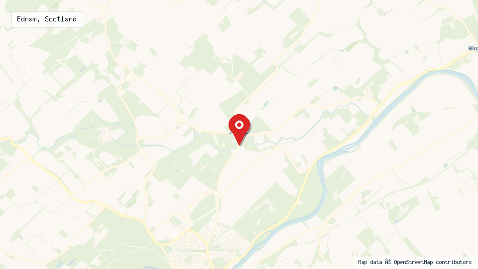 Street map of Ednam, Scotland with location pin