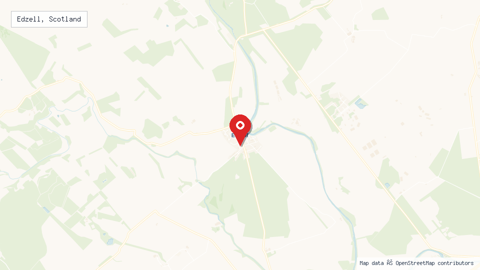 Street map of Edzell, Scotland with location pin