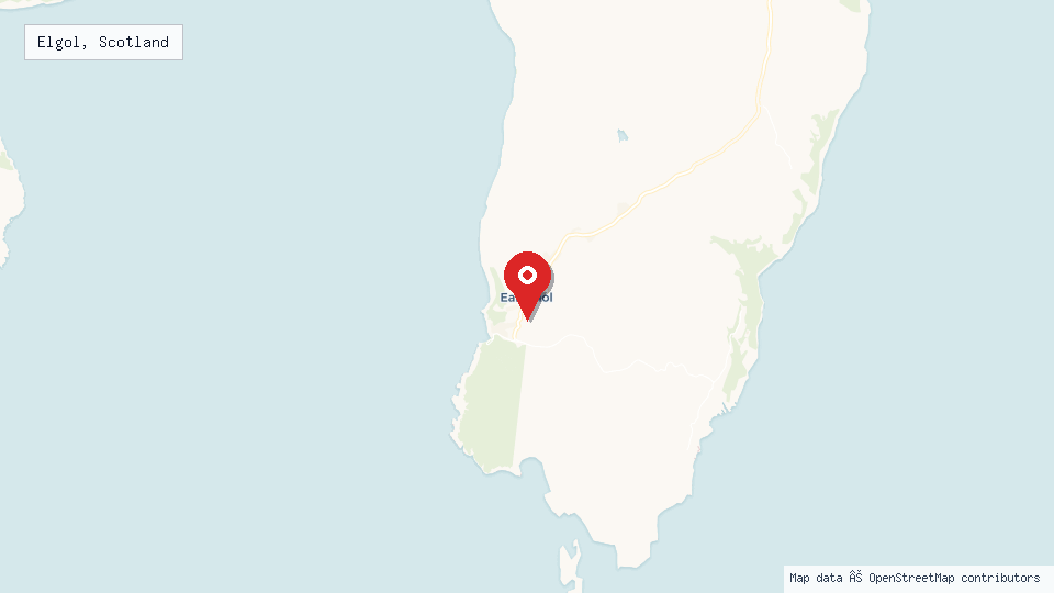 Street map of Elgol, Scotland with location pin