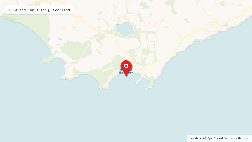 Street map of Elie and Earlsferry, Scotland with location pin