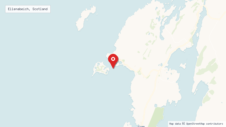 Street map of Ellenabeich, Scotland with location pin