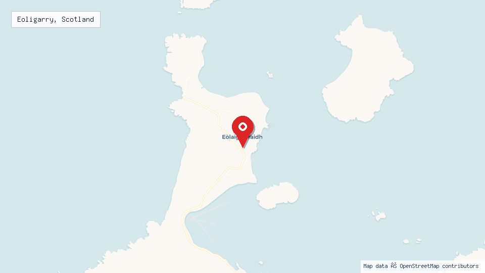 Street map of Eoligarry, Scotland with location pin