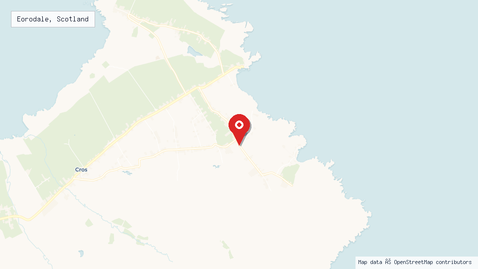 Street map of Eorodale, Scotland with location pin