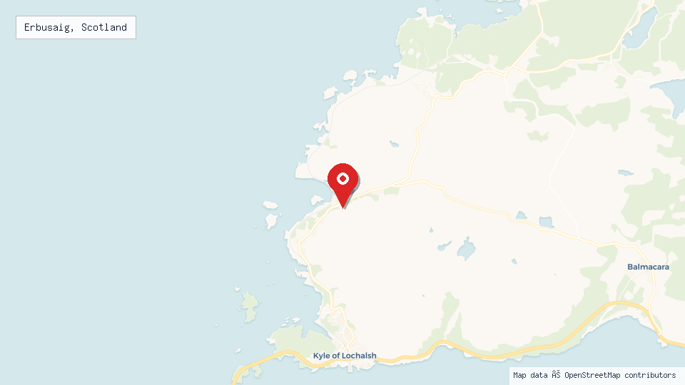 Street map of Erbusaig, Scotland with location pin