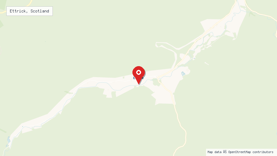 Street map of Ettrick, Scotland with location pin