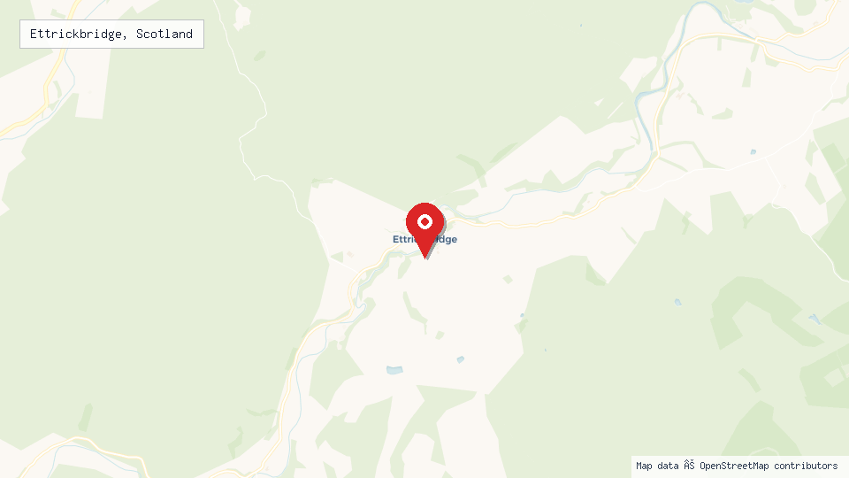 Street map of Ettrickbridge, Scotland with location pin