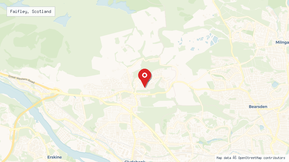 Street map of Faifley, Scotland with location pin