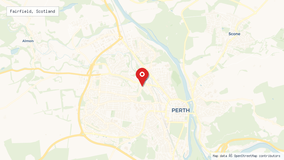 Street map of Fairfield, Scotland with location pin