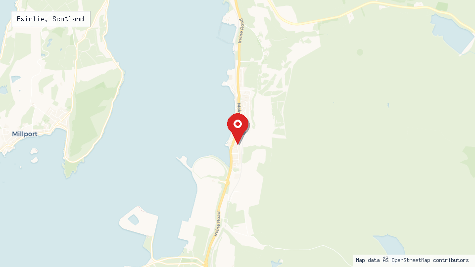 Street map of Fairlie, Scotland with location pin