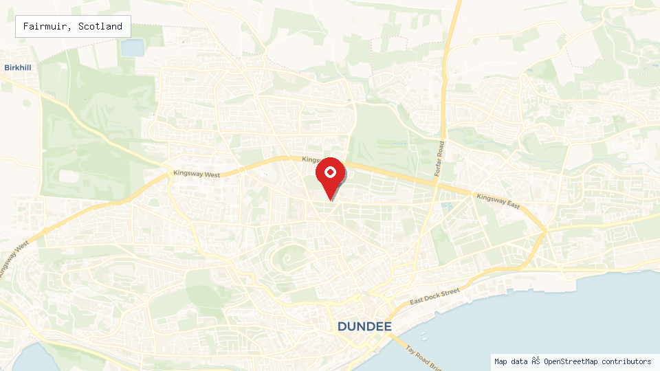 Street map of Fairmuir, Scotland with location pin