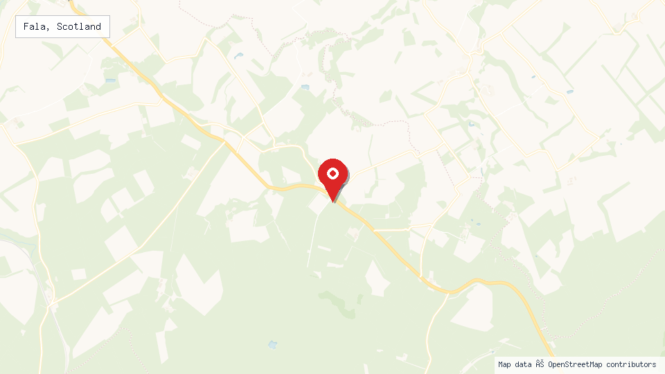 Street map of Fala, Scotland with location pin
