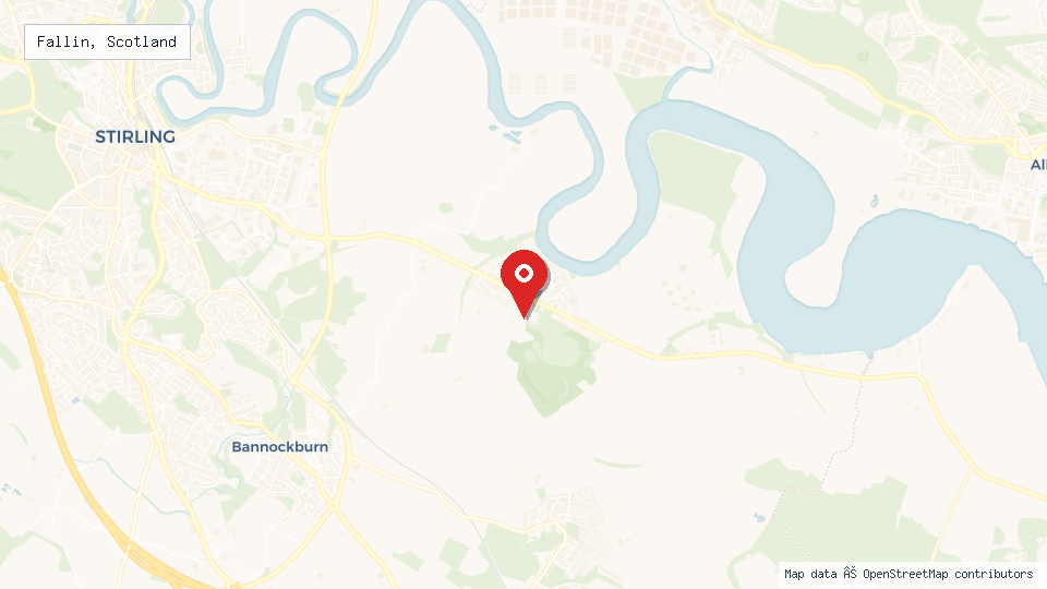 Street map of Fallin, Scotland with location pin
