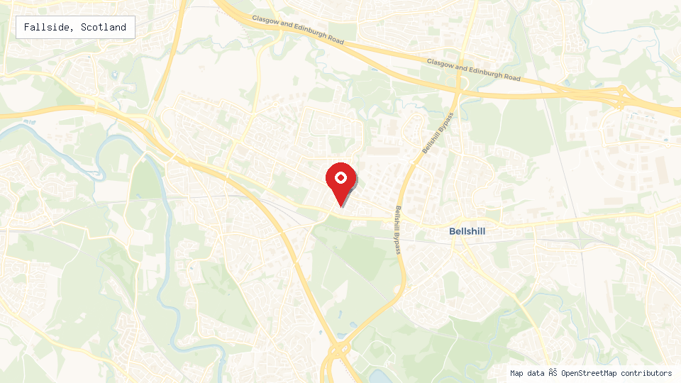 Street map of Fallside, Scotland with location pin