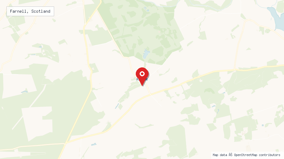 Street map of Farnell, Scotland with location pin